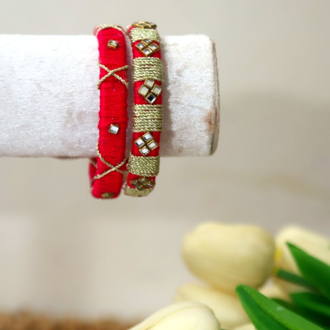 Kundan Gota Bangles - 8 colors