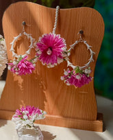 Pink & White Genda Bloom Earrings, Bindi