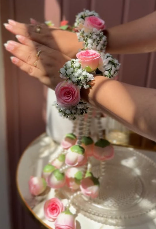 Blush Rose Baby’s Breath Gajre Pair