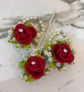 Ruby Green Velvet Earrings & Bindi